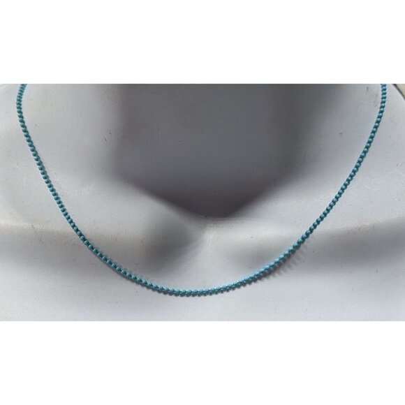 Minimalist Sky Blue Painted Ball Chain Necklace - Picture 1 of 6